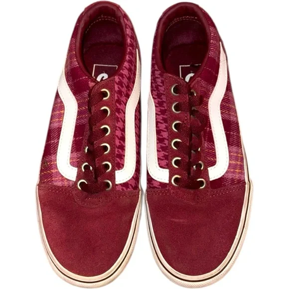 Vans Ward Platform Sneakers Burgundy Plaid Pattern Womens shoe size 6.5 - Picture 2 of 8